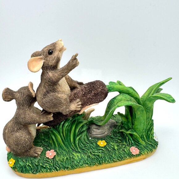 Charming Tails Silvestri Figurine Cattails Catapult Dean Griff  Mice 87/448 Vtg - Picture 2 of 12